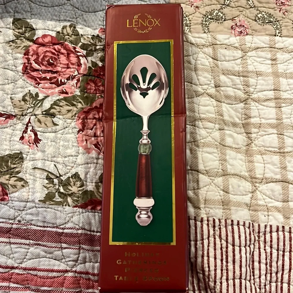 Lenox Holiday Gatherings pierced table serving spoon. NIB
